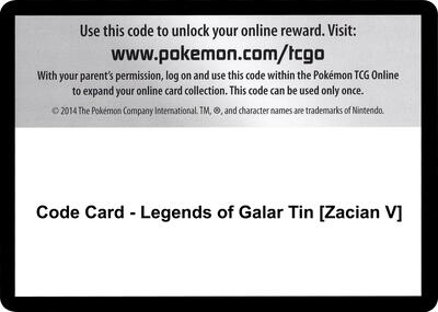 Code Card - Legends of Galar Tin [Zacian V]