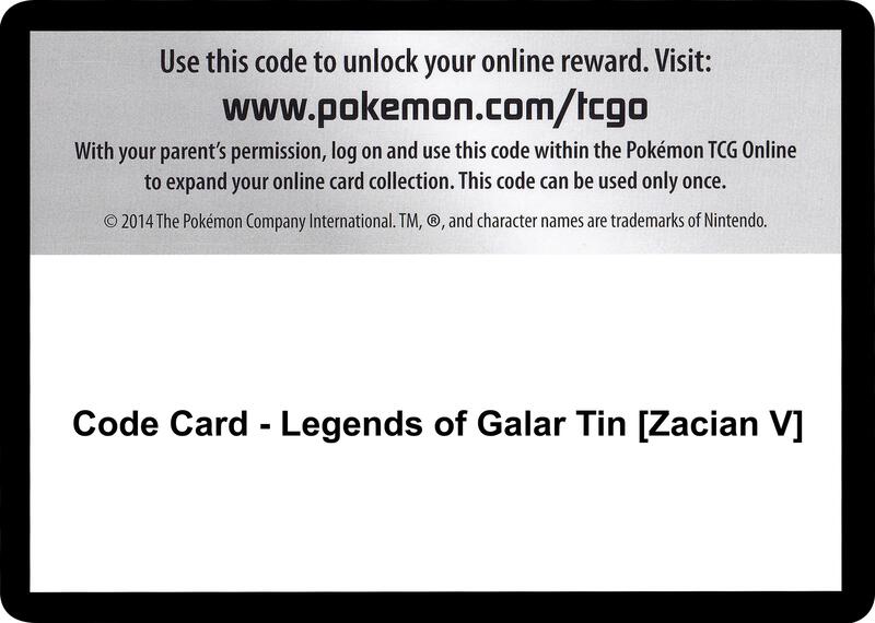 Code Card - Legends of Galar Tin [Zacian V]
