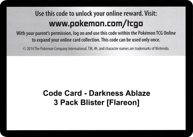 Code Card - Darkness Ablaze 3 Pack Blister [Flareon]