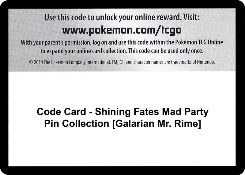 Code Card - Shining Fates Mad Party Pin Collection [Galarian Mr. Rime]