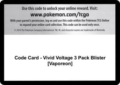 Code Card - Vivid Voltage 3 Pack Blister [Vaporeon]