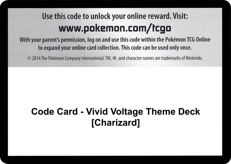 Code Card - Vivid Voltage Theme Deck [Charizard]