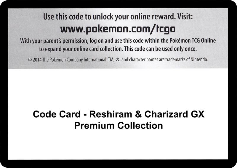 Code Card - Reshiram & Charizard GX Premium Collection