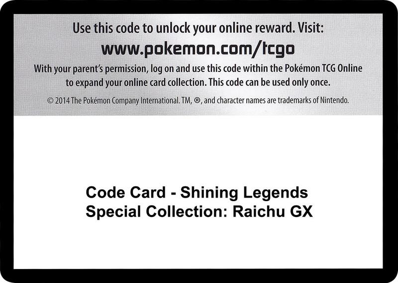 Code Card - Shining Legends Special Collection: Raichu GX
