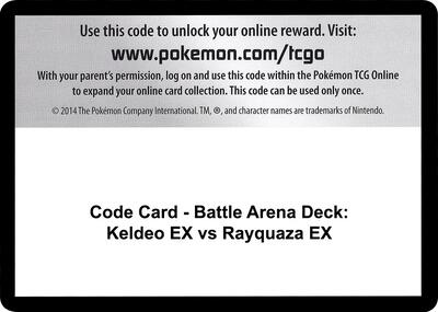 Code Card - Battle Arena Deck: Keldeo EX vs Rayquaza EX