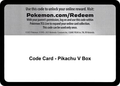Code Card - Pikachu V Box