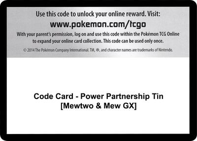 Code Card - Power Partnership Tin [Mewtwo & Mew GX]