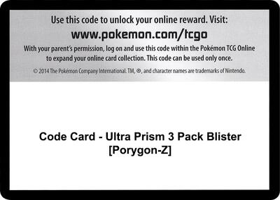 Code Card - Ultra Prism 3 Pack Blister [Porygon-Z]