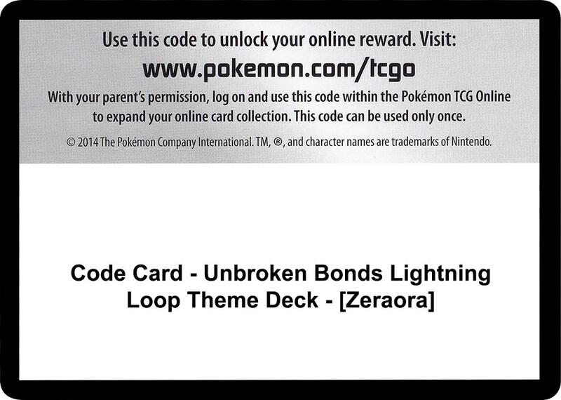 Code Card - Unbroken Bonds Lightning Loop Theme Deck - [Zeraora]