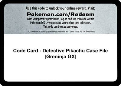 Code Card - Detective Pikachu Case File [Greninja GX]
