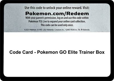 Code Card - Pokemon GO Elite Trainer Box