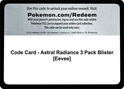 Code Card - Astral Radiance 3 Pack Blister [Eevee]