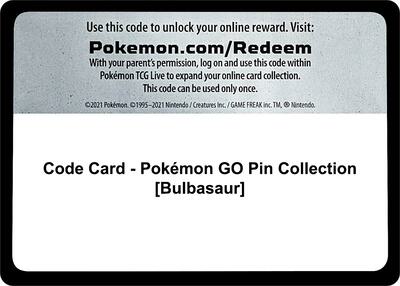 Code Card - Pokemon GO Pin Collection [Bulbasaur]