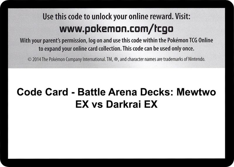 Code Card - Battle Arena Decks: Mewtwo EX vs Darkrai EX