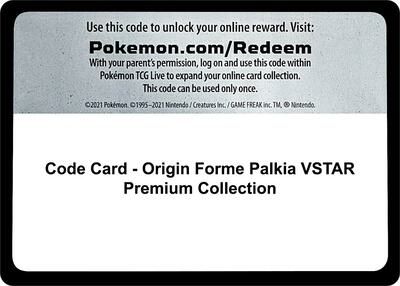 Code Card - Origin Forme Palkia VSTAR Premium Collection