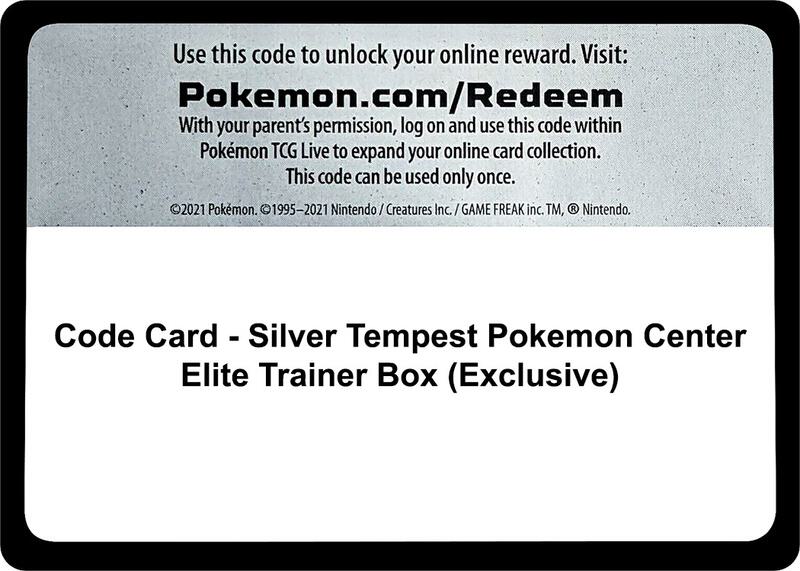 Code Card - Silver Tempest Pokemon Center Elite Trainer Box (Exclusive)