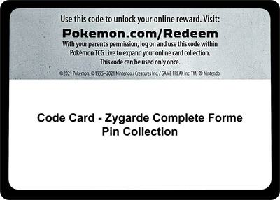 Code Card - Zygarde Complete Forme Pin Collection