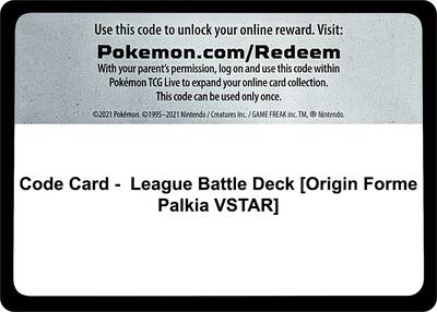 Code Card - League Battle Deck [Origin Forme Palkia VSTAR]