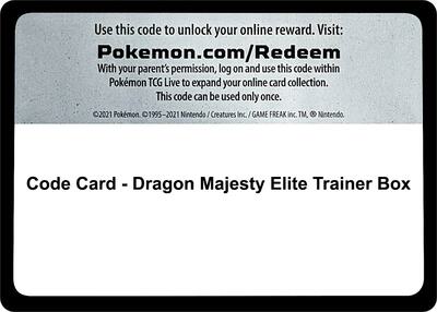 Code Card - Dragon Majesty Elite Trainer Box