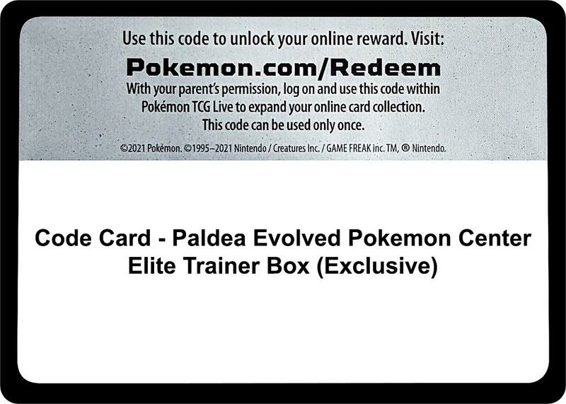 Code Card - Paldea Evolved Pokemon Center Elite Trainer Box (Exclusive)