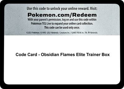 Code Card - Obsidian Flames Elite Trainer Box