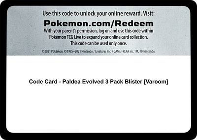 Code Card - Paldea Evolved 3 Pack Blister [Varoom]