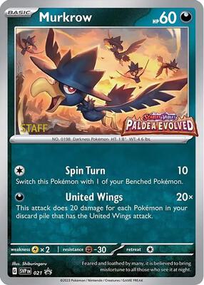 Murkrow - 021 (Prerelease) [Staff]