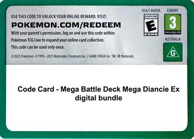 Code Card - Mega Battle Deck Mega Diancie Ex digital bundle