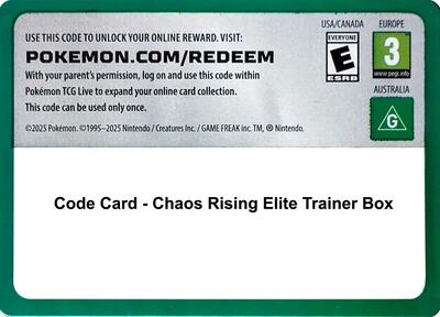 Code Card - Chaos Rising Elite Trainer Box